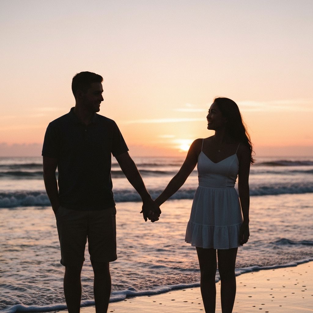 Счастливая пара на закате - восстановление отношений